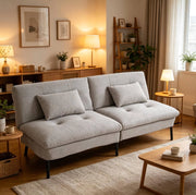 Divano letto 2 posti reclinabile grigio chiaro 176 cm