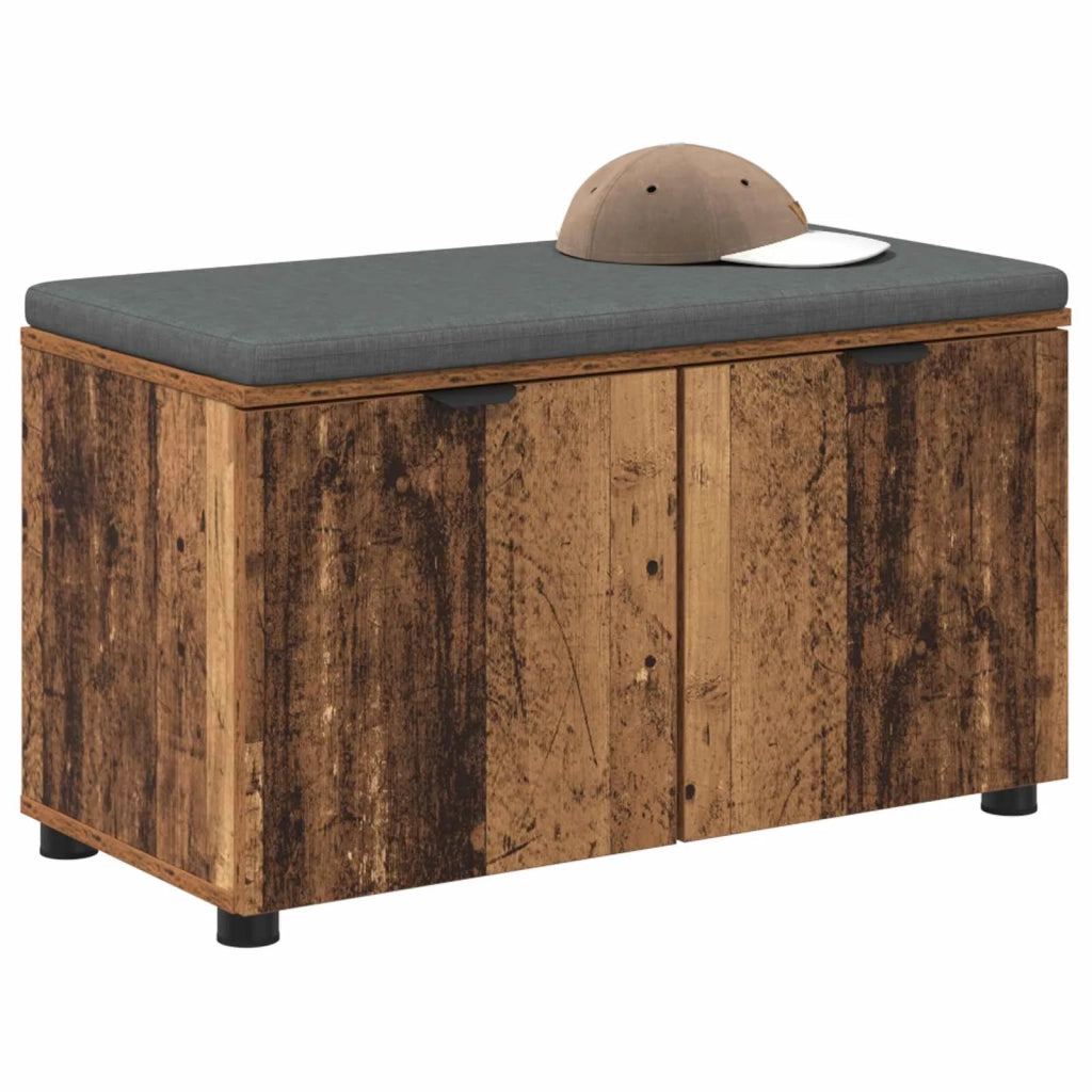 Panca per ingresso con cuscino Legno vecchio 80 x 38 x 46 cm 891486