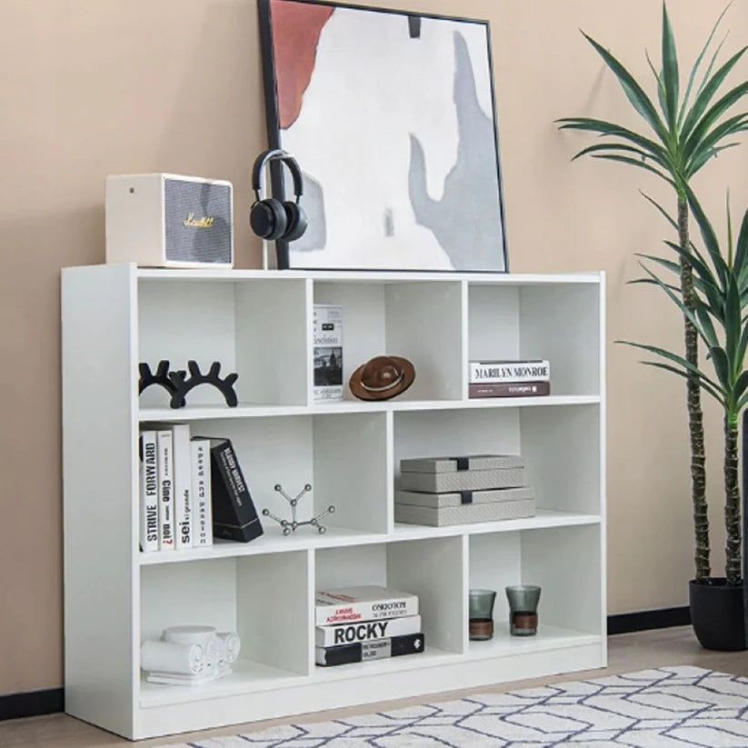 Scaffale Moderno Bianco 8 Ripiani con Cassettiera Grande Armadio Aperto