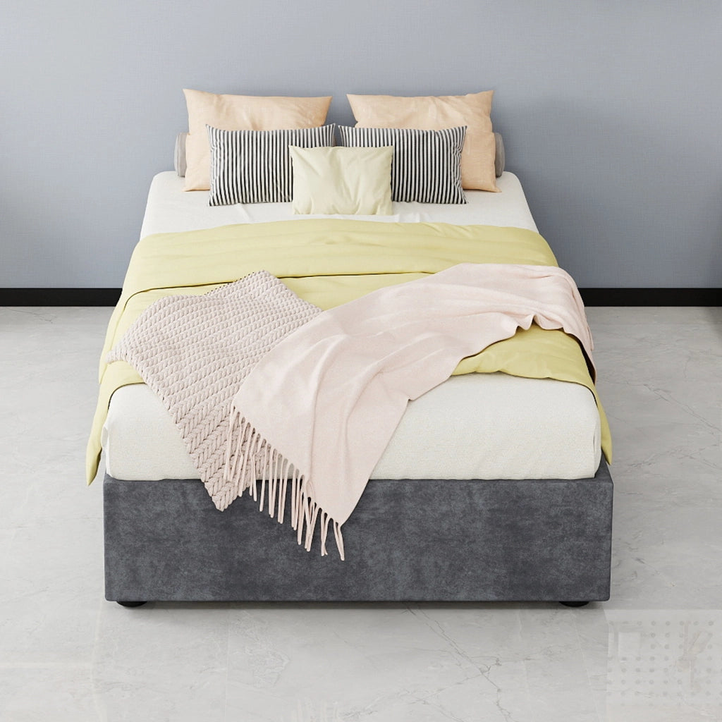 letto telaio tessuto grigio 90 x 200 cm