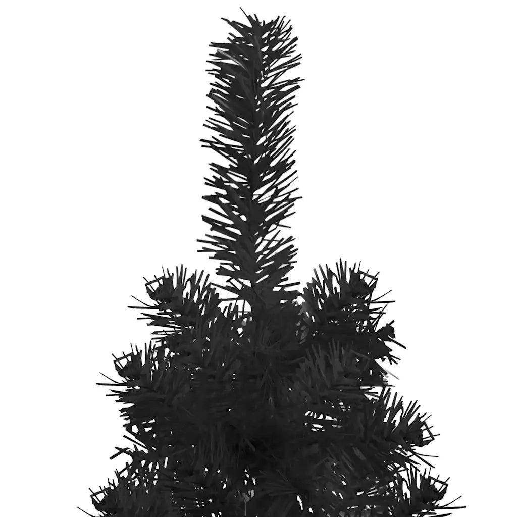 Albero Natale Artificiale Sottile a Met¨¤ e Supporto-Albero Natalizio Nero 180 cm