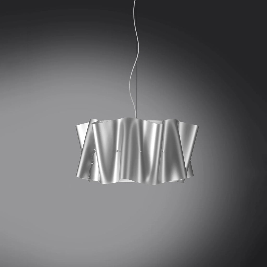 Sospensione Moderna Folio Polilux ® Argento E Metallo Cromo 1 Luce E27 D60Cm