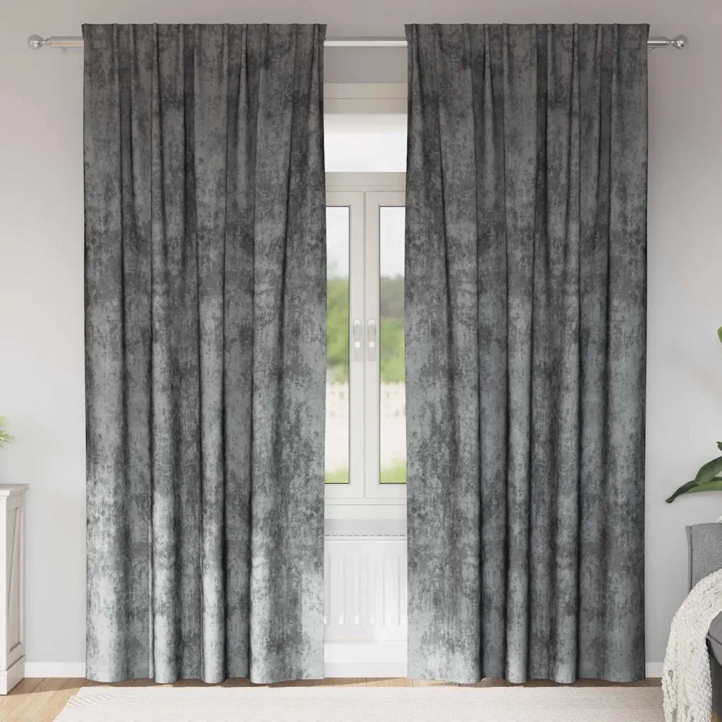 Tende in Velluto con tende 2 pcs Grigio 260 x 140 cm Velluto 4107692
