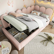 Letto singolo contenitore 90x190 cm in velluto rosa