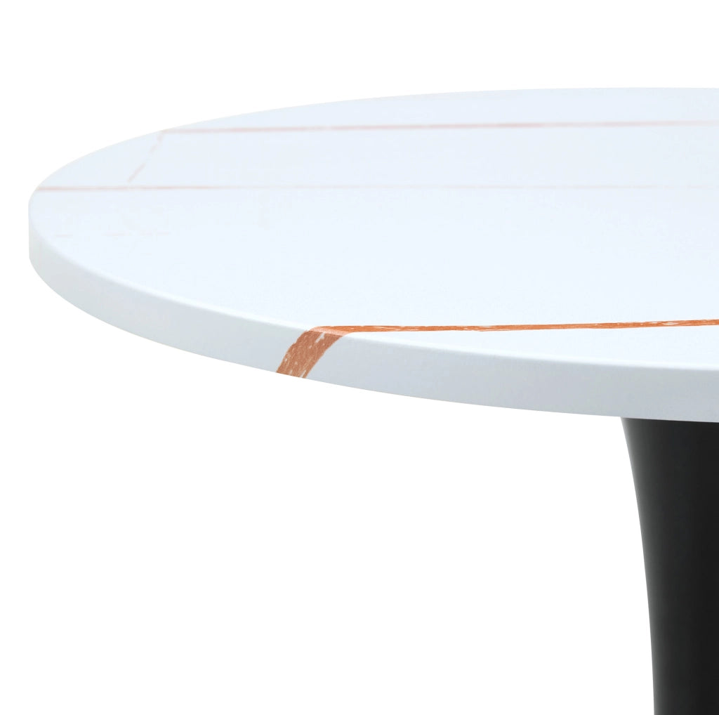 TAVOLO Rotondo 60 cm Mid-Century MDF Bianco e Nero