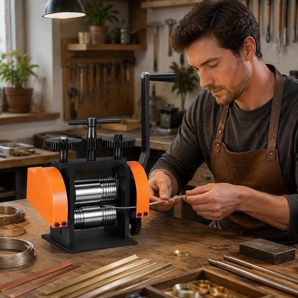 3-in-1 Hand Rolling Mill Machine, 45 Mm Combination Rolling Mill, Manual Rolling Mill, Jewelry Rolling Mill, Adjustable Thickness From 0 To 6 Mm, Hand Rolling Mill Machine For Platinum / K-Gold / Brass / Aluminum