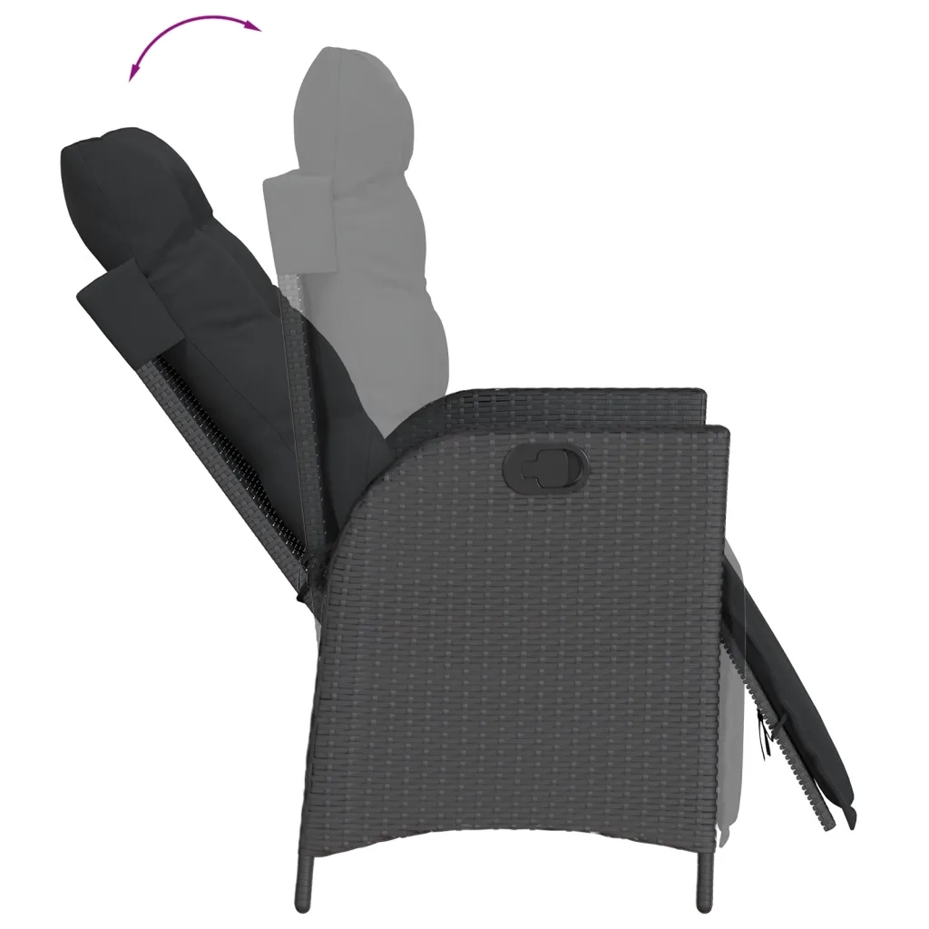 Set da Pranzo da Giardino 5 pz Nero con Cuscini in Polyrattan 3213322
