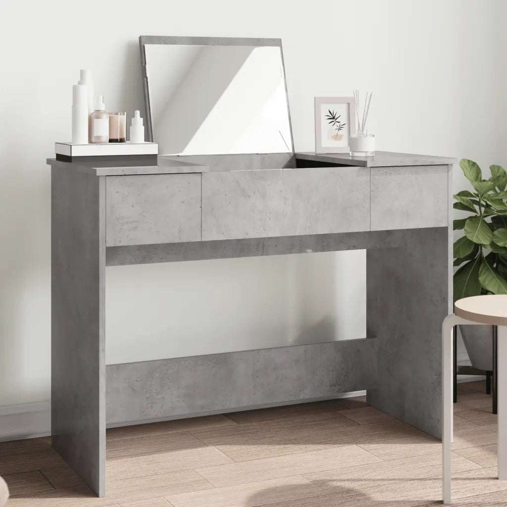 Toeletta con Specchio-Tavolo da Vanit¨¤ Grigio Cemento 100x45x76 cm