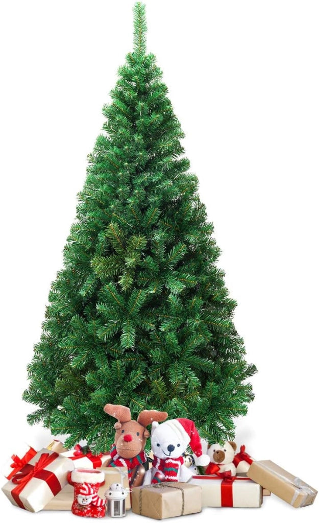 Albero di Natale 150/180/210/240 cm, Albero di Natale Artificiale e Folto con 350/650/950/1138 Rami e Base in Metallo, Albero di Natale Realistico per Casa, Ufficio e Negozio, Verde (240 cm)