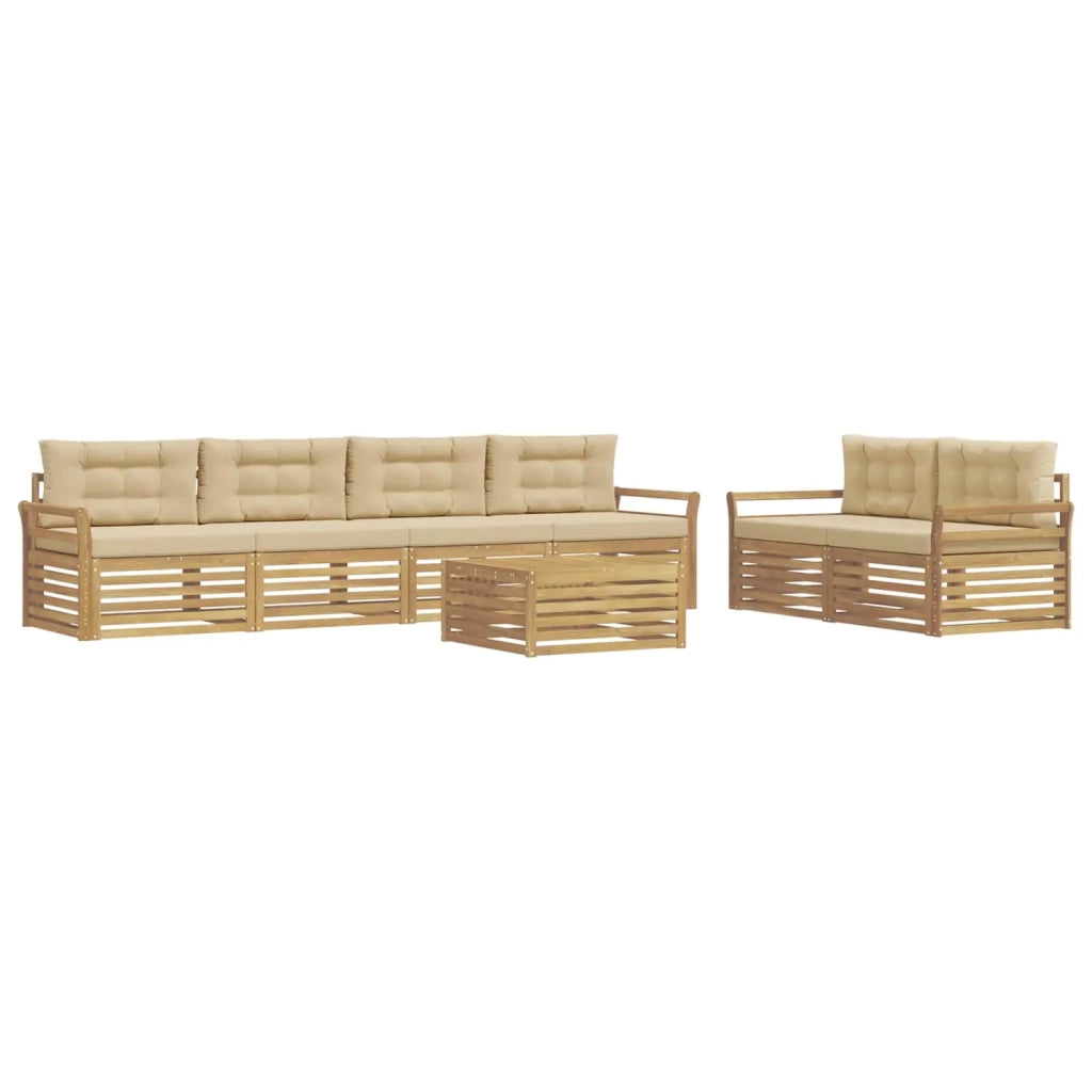 Set di divani da esterno 7 pz Bianco e Beige 3390088