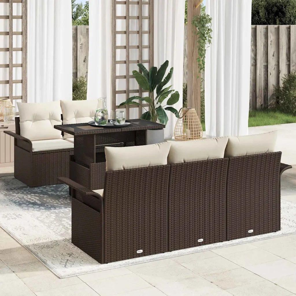 Set Divano da Giardino 6 pcs Marrone Rattan in Polipropilene 3356931