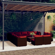 Set Divani da Giardino 14 pz con Cuscini in Polyrattan Marrone 3102867