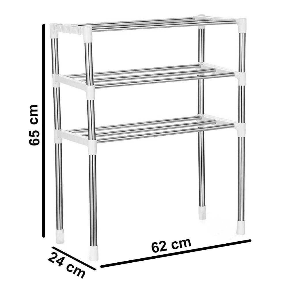 Scaffale salvaspazio 3 ripiani multiuso bagno cucina 65 x 60 x 25cm Art.5897