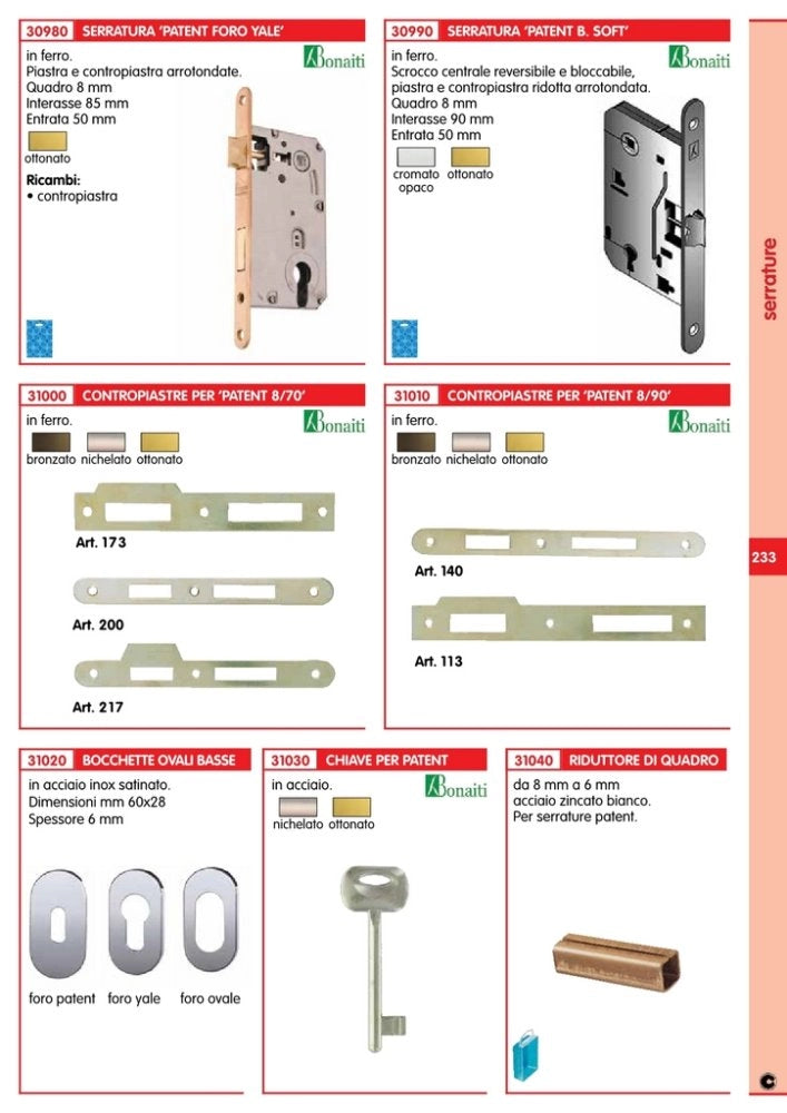 10pz chiave patent bonaiti nichelata n.7 cod:ferx.12817