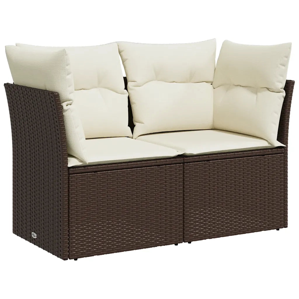 Divano da Giardino a 2 Posti-Sofa da giardino con Cuscini in Polyrattan Marrone 839095