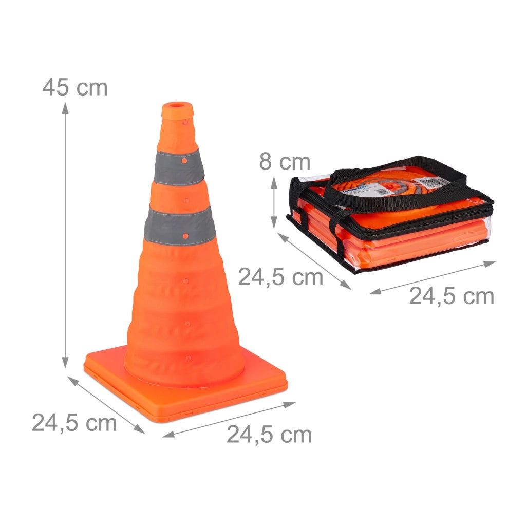Set di 2 coni di segnalazione pieghevoli pratici per esterni visibilità ottimale 70 x 30 cm in plastica arancione 13_0015928