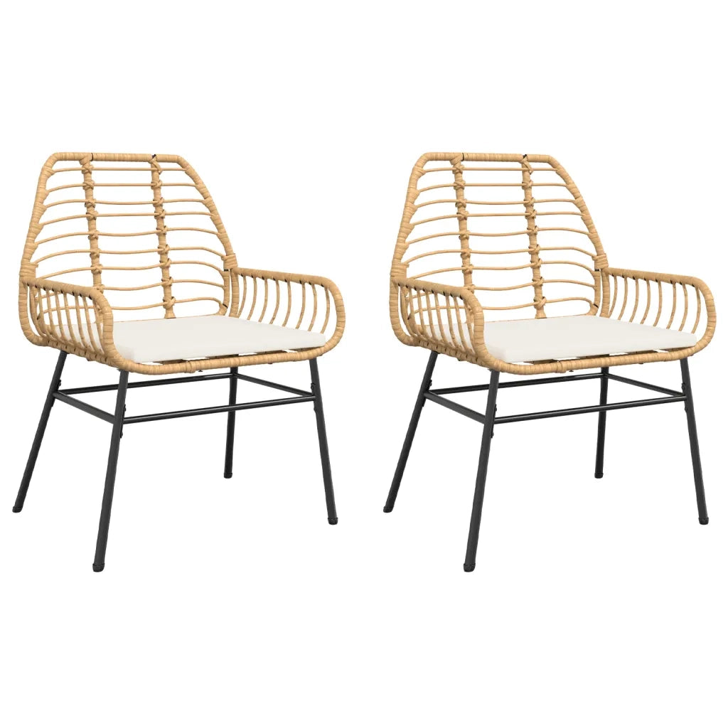 Sedie da Giardino 2pz con Cuscini Marrone in Polyrattan 369094
