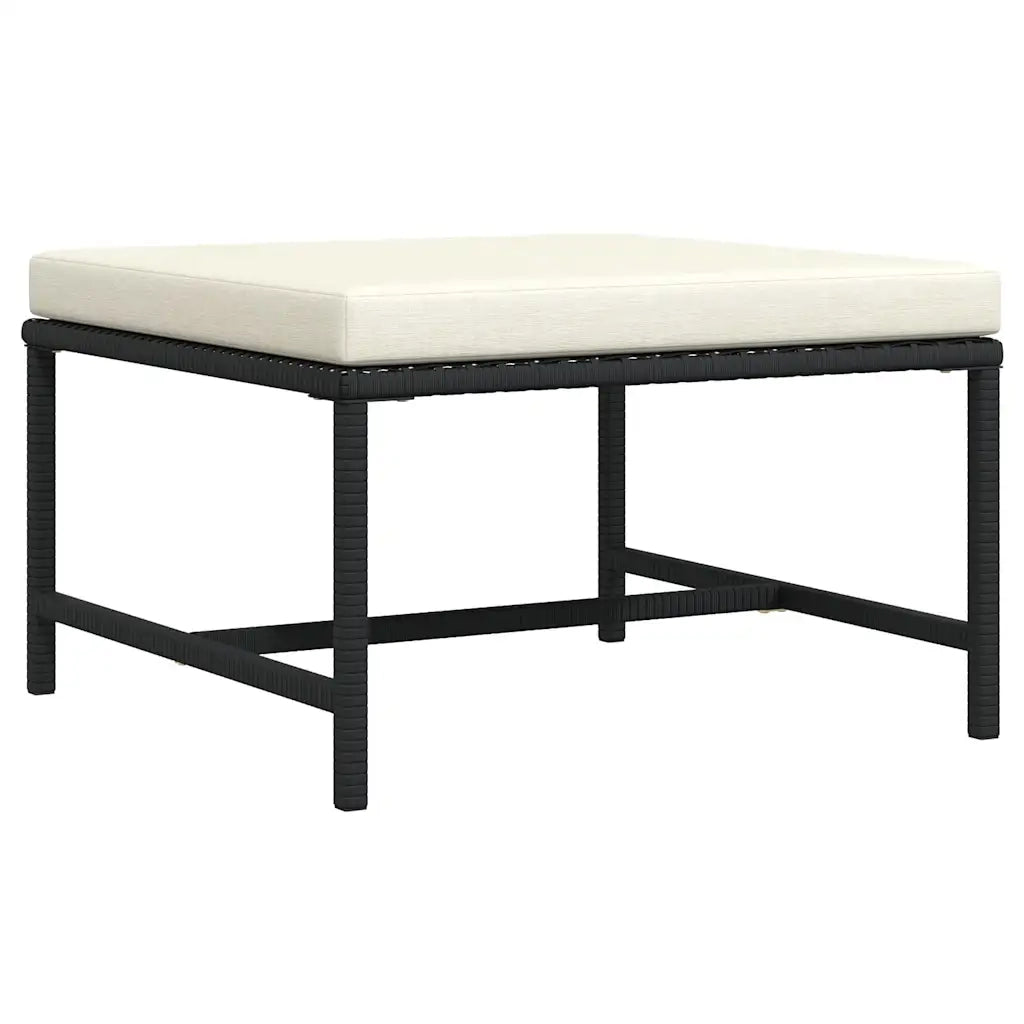 Poggiapiedi Modulare con Cuscino in Polyrattan Nero 313509