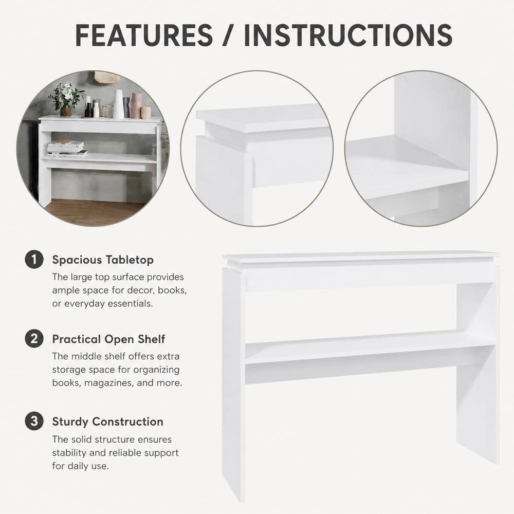 Console Table, White, 102x30x80 Cm, Wood Composite