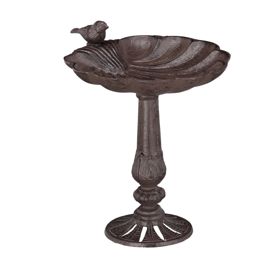 Abbeveratoio a stelo vintage per uccelli da giardino 60 x 30 x 30 cm in ghisa grigia 13_0005022