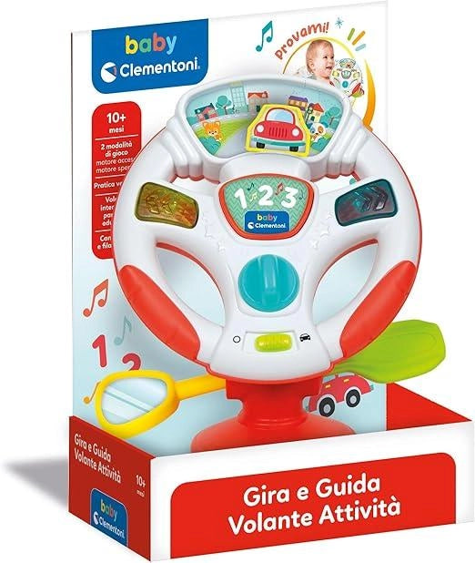 Volante Giocattolo per Bambini, Gira E Guida Volante attivita - Regalo Interattivo con Luci e Suoni, Gioco con Ventosa p