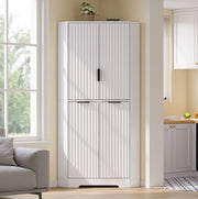 Mobile angolare ULEVR 60x60x172 cm con ripiani regolabili e vani chiusi, bianco in MDF