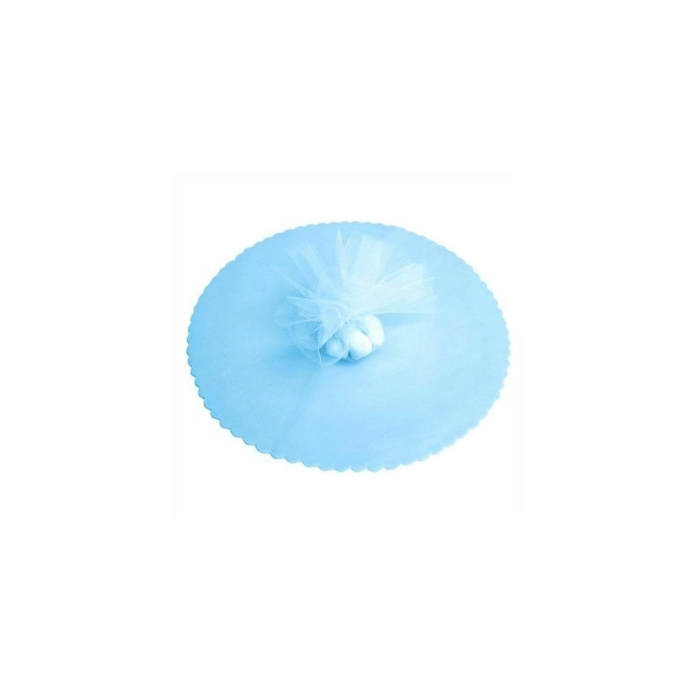 Trade Shop - 50 Veli Tulle Per Bomboniere Tondo Organza Matrimoni Battesimi Lauree Confetti - Azzurro