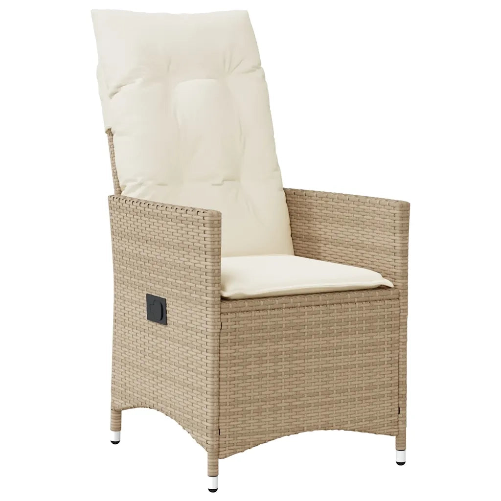 Set Bistrò da Giardino 11 pz con Cuscini in Polyrattan Beige