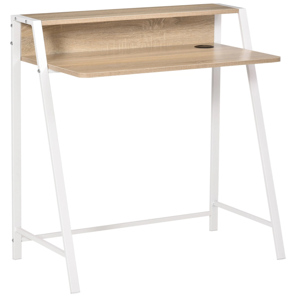 SCRIVANIA Moderna con passacavi 84x45x85 cm Bianco MDF e metallo