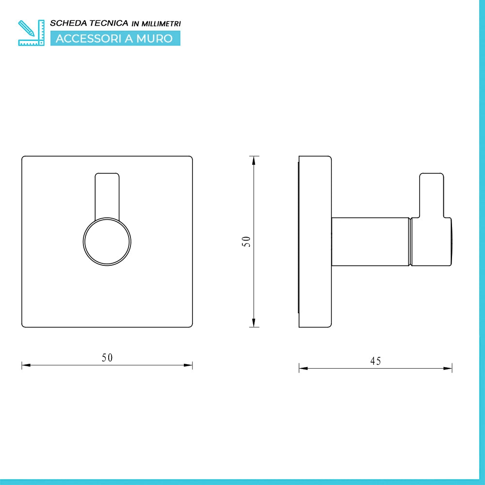 Set accessori a muro 5 pezzi in acciaio cromato e viti incluse  Easy
