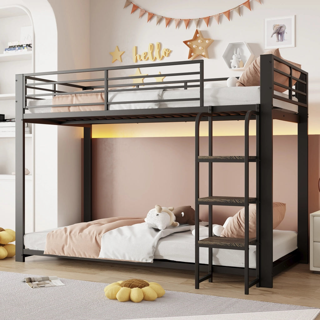 Letto a castello 90x200 cm in MDF e metallo nero