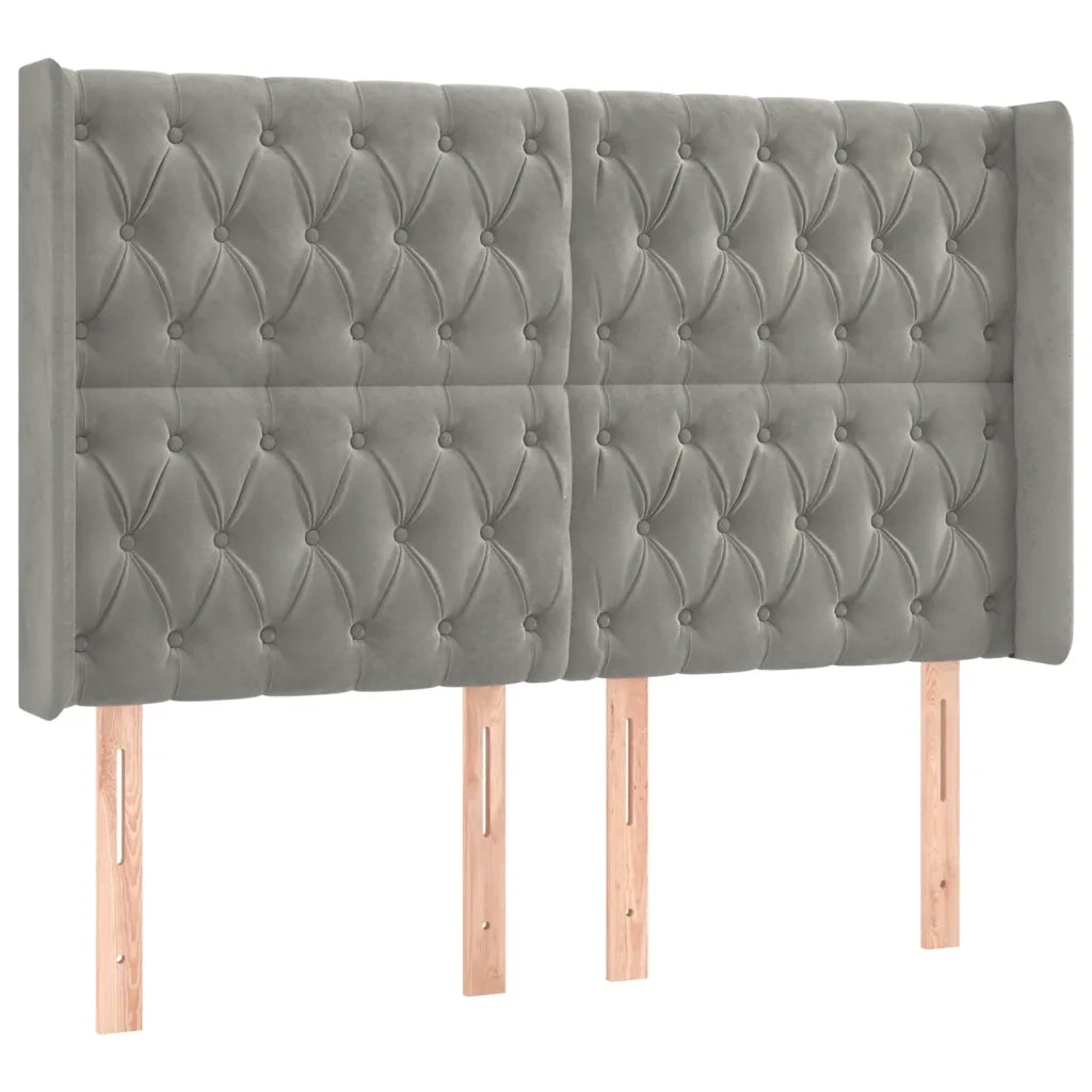Letto a Molle Materasso e LED Grigio Chiaro 160x200 cm Velluto 3139751