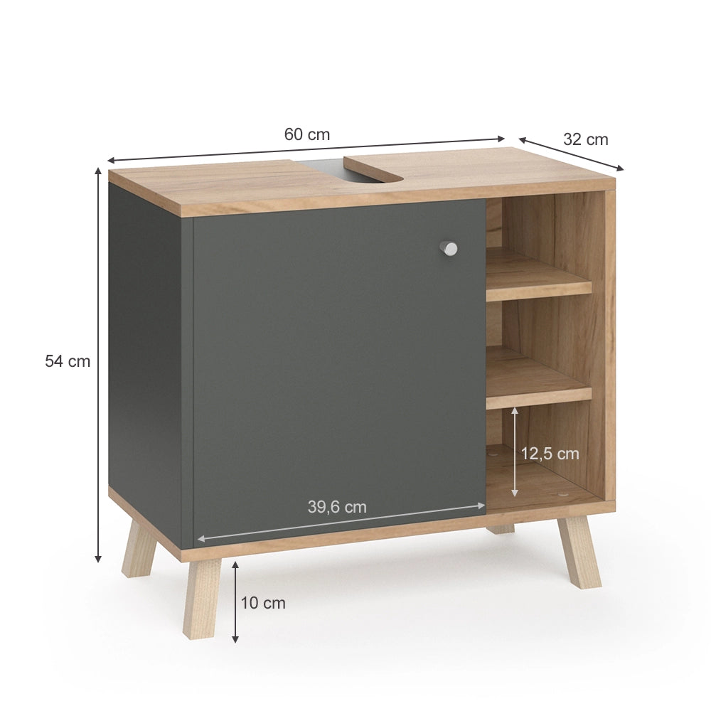 Vicco Mobile sottolavabo per bagno Antracite 60 x 54 cm