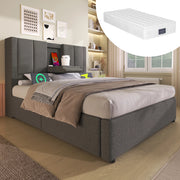 Letto singolo contenitore 90x200 cm in lino grigio