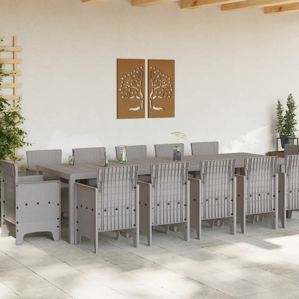 Set da Pranzo per Giardino 13 pcs Grigio chiaro Poly Rattan 3378629
