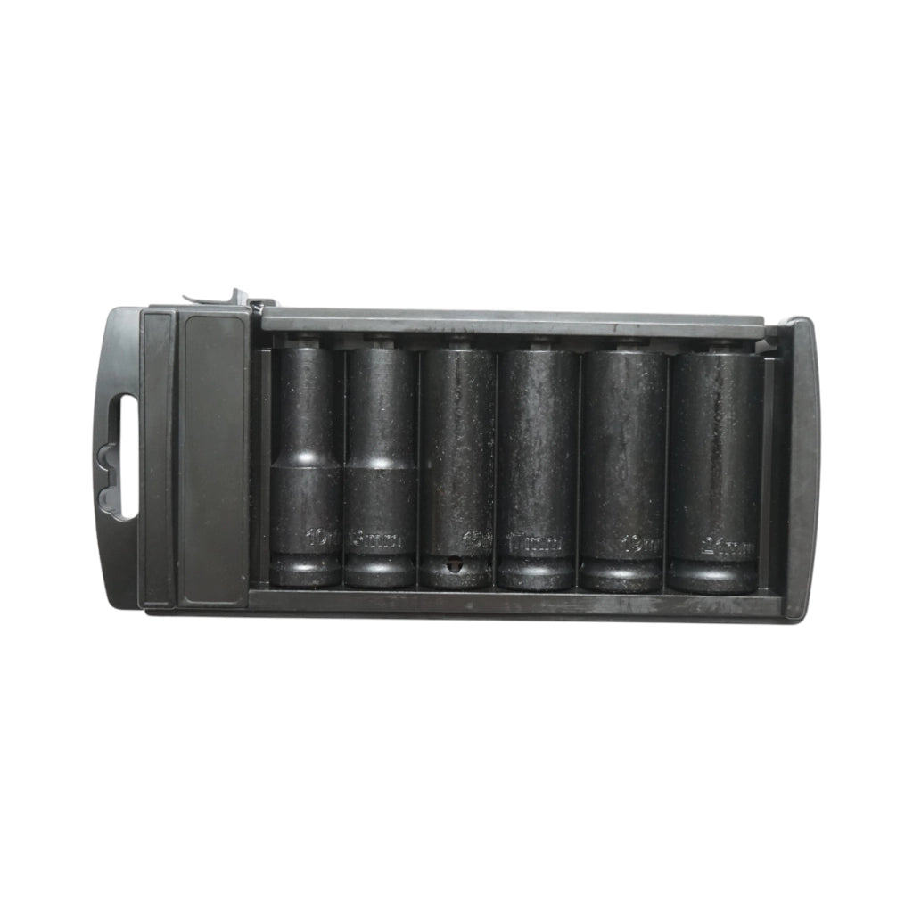 Set di 6 chiavi a bussola a impatto lunghe 10-21 mm, 78 mm, quadrate da 1/2 pollice in acciaio Cr-Mo Breckner Germany