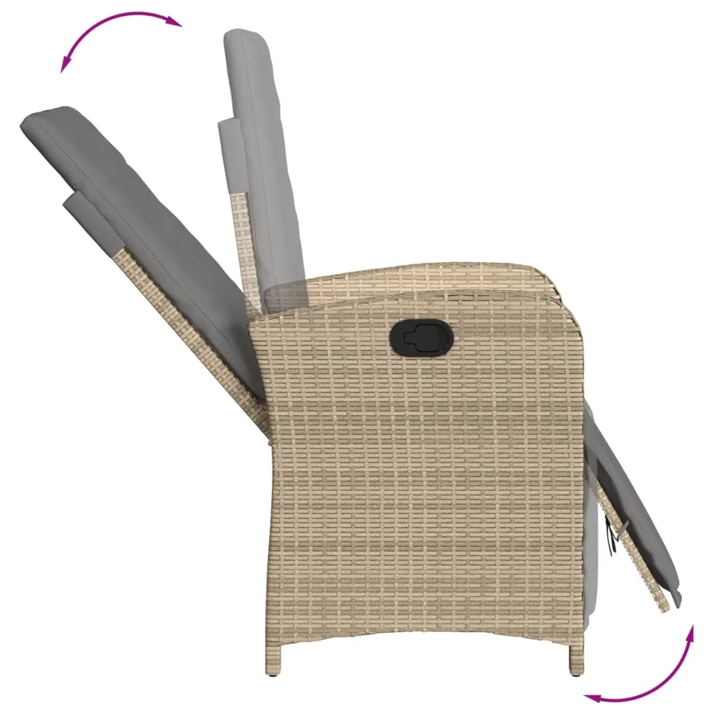 Set da Pranzo da Giardino 9 pz con Cuscini Beige in Polyrattan 3212511