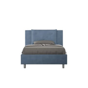 Letto una piazza e mezza contenitore imbottito 120x200 microfibra blu Appia