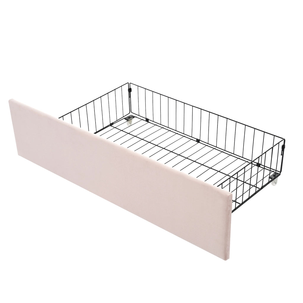 Letto singolo 90x190 cm rosa con due cassetti