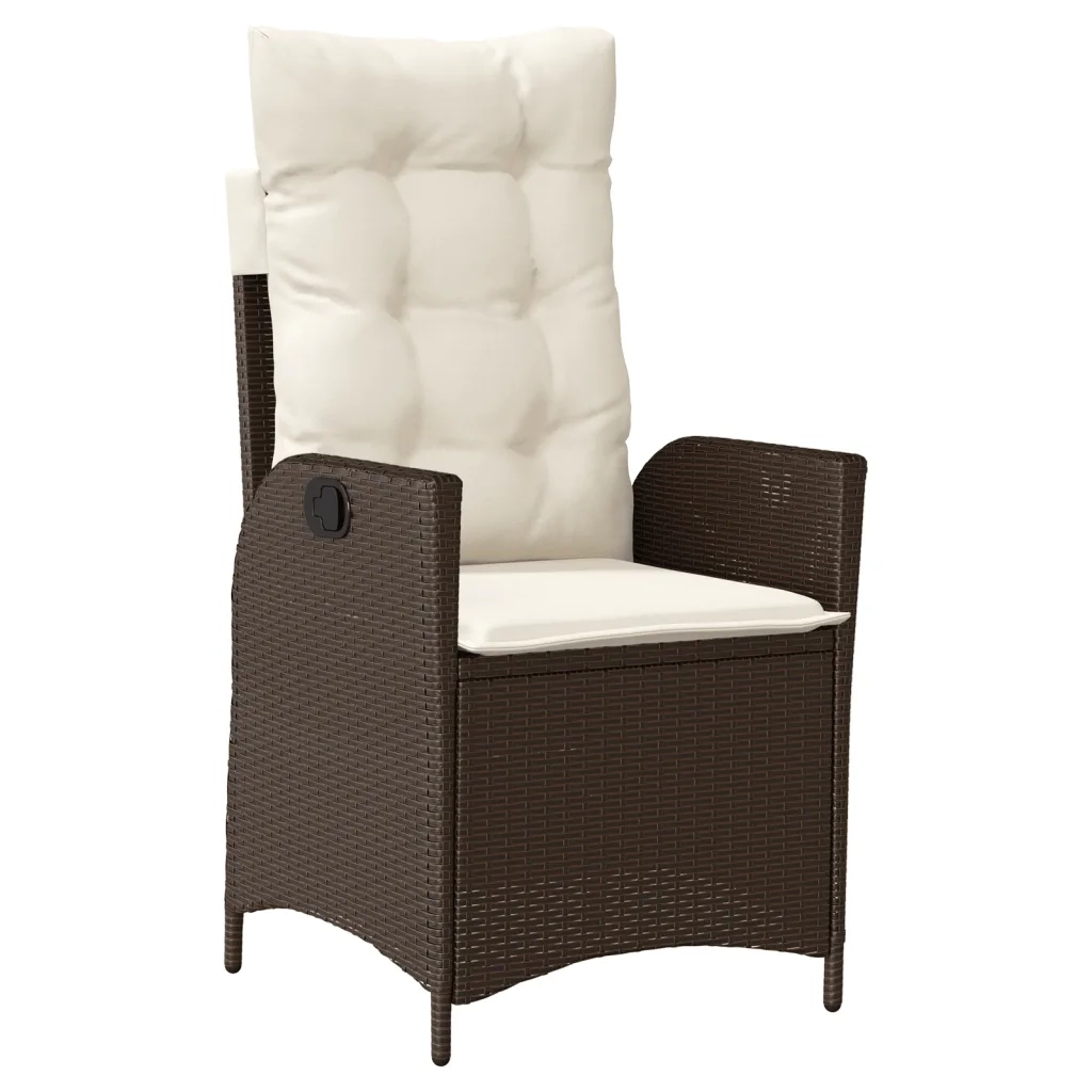 Set da Pranzo da Giardino 7pz con Cuscini in Polyrattan Marrone 3213118