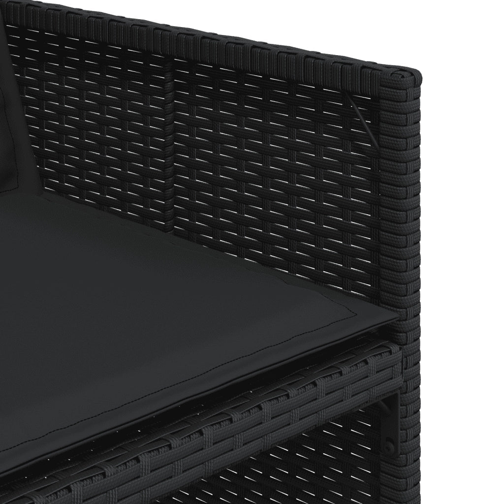 Set da Pranzo da Giardino 7 pz Nero con Cuscini in Polyrattan 3210547