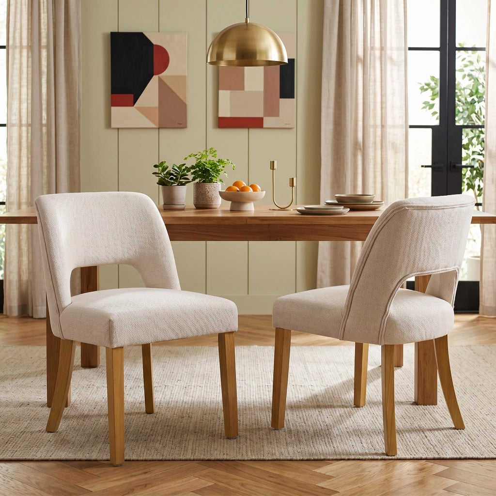 2 sedie da pranzo comode e traspiranti adatte per sala da pranzo soggiorno caffè ecc. stile moderno tessuto di lino gambe in legno massiccio beige