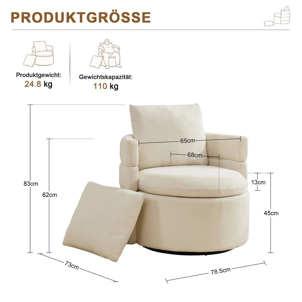 Poltrona Girevole con Vano Contenitore e Cuscino ¨C Xylo ¨C Avorio