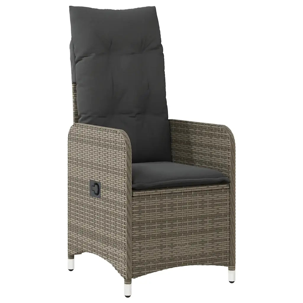 Set Bistrò da Giardino 7 pz con Cuscini in Polyrattan Grigio 3277037