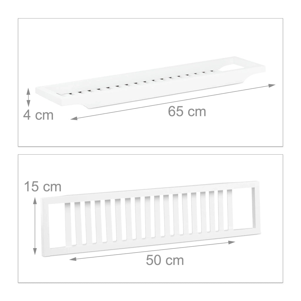Vassoio da vasca da bagno in bambù bianco laccato 70 x 20 x 5 cm pratico e decorativo design essenziale in bambù bianco 13_0003513