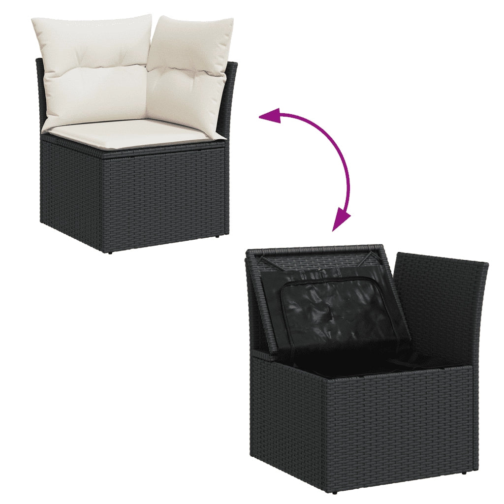 Set Divano da Giardino 6 pz con Cuscini Nero in Polyrattan 3249225