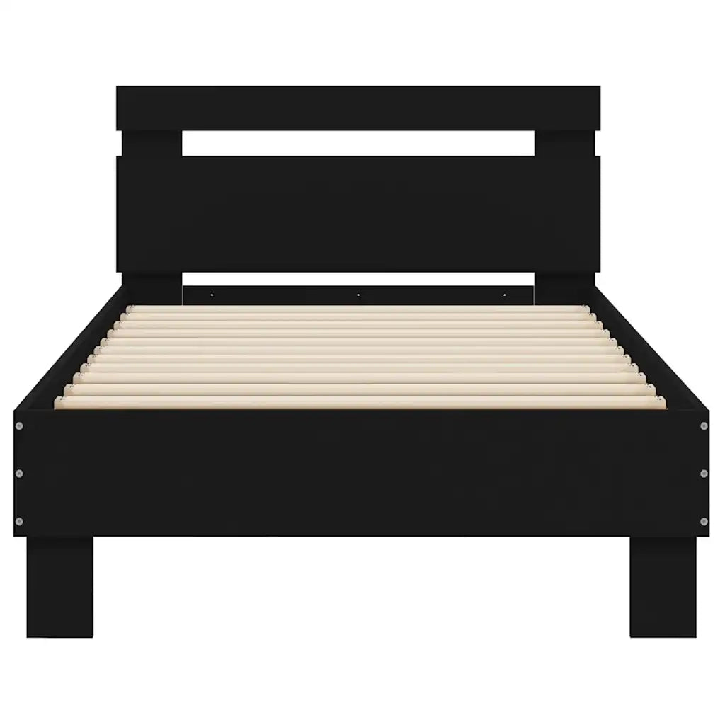 Giroletto con Testiera e LED Nero 75x190 cm 838751
