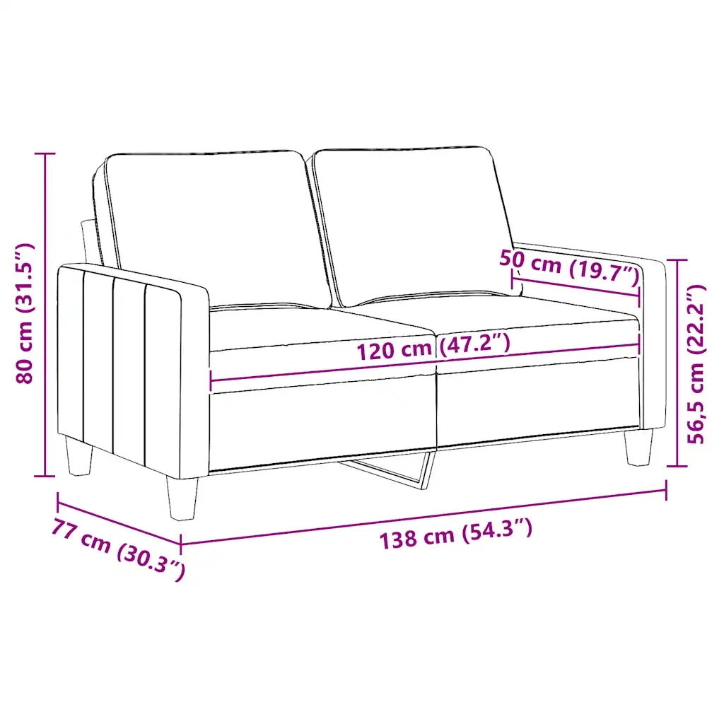 Divano a 2 Posti Grigio Scuro 120 cm in Tessuto 359156