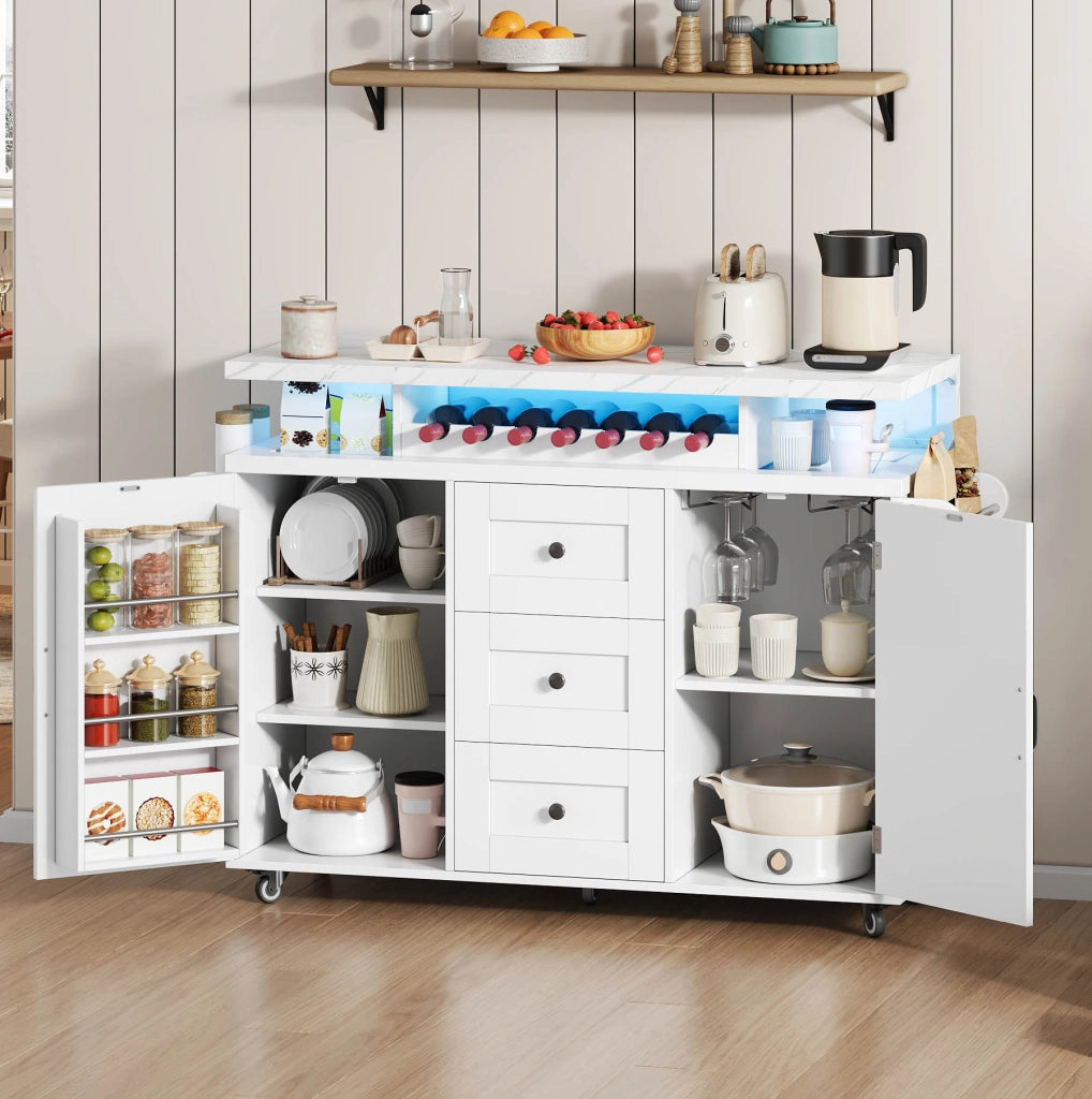 Isola cucina mobile con piano ribaltabile e LED