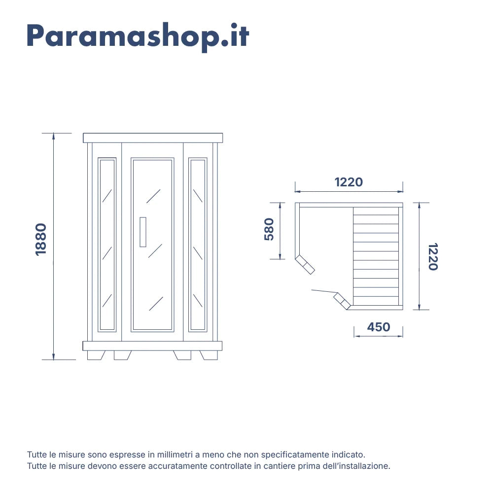 Sauna ad infrarossi 122x122 CM H188 in legno Hemlock con radio integrata | Tampere